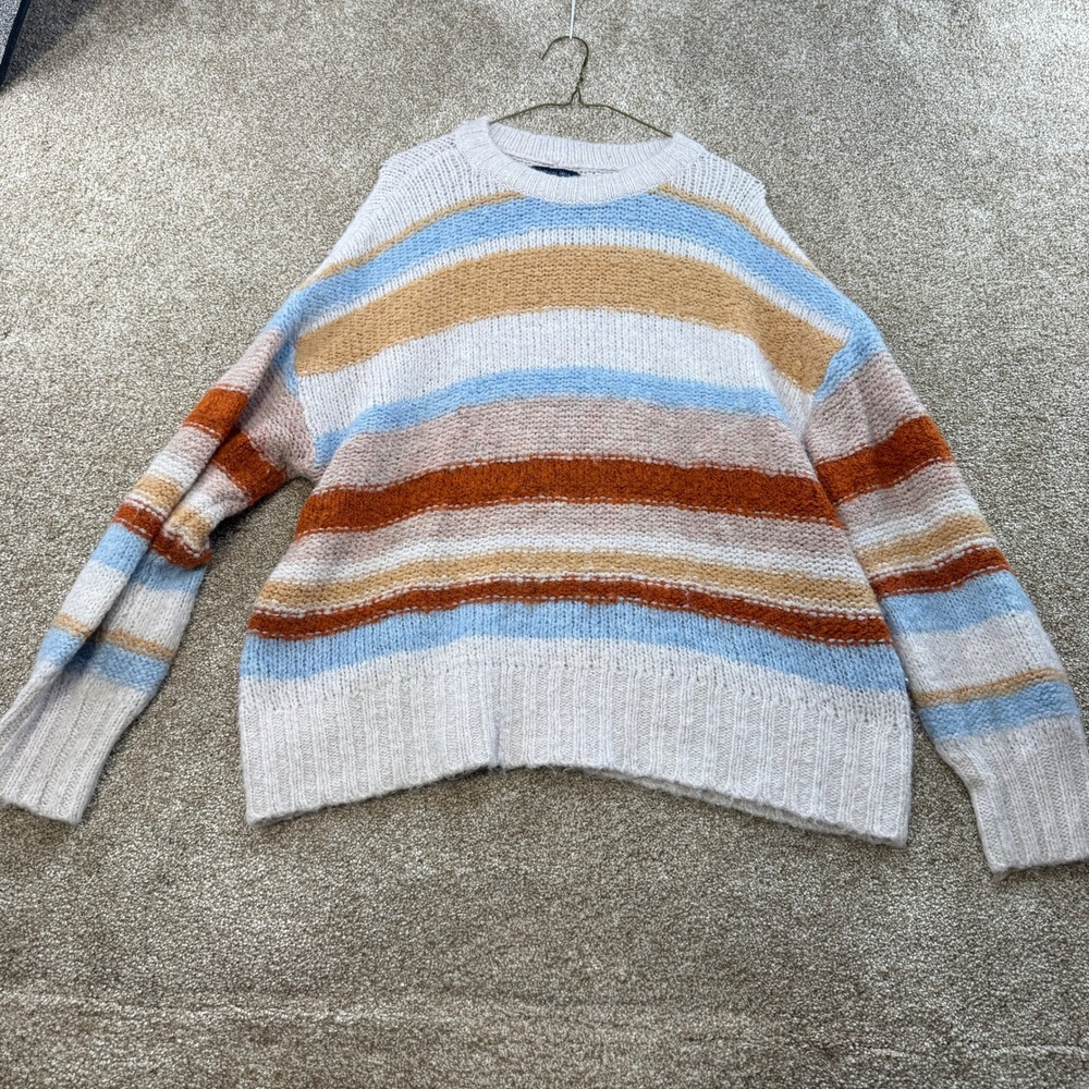 American Eagle Outfitters Womens XL Striped Wool Blend Crew Neck Sweater Boho
